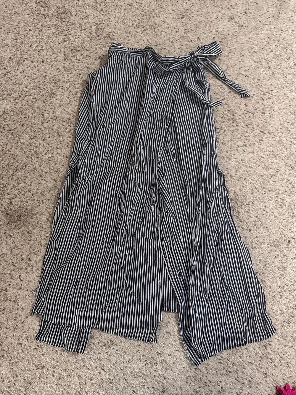 Zara Basic Striped High-Waist Wrap Pants